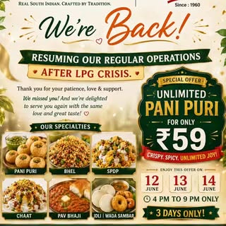 🎉 WE'RE BACK! 🎉
After the LPG crisis, we're excited to resume our regular operations and serve you
