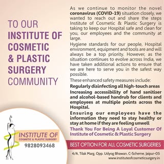 At Institute of Cosmetic Surgery, your safety is our top priority. 
In view of the ongoing corona-vi