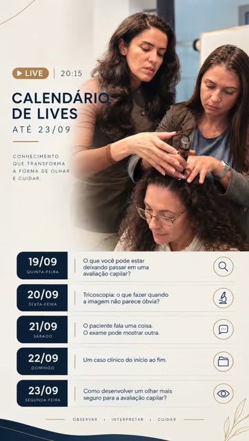 📍Cronograma de lives | Transmissão ao vivo pelo  Instagram e YouTube.

🗓 19/09	O que você pode est