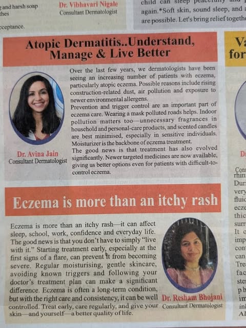 Honoured to be featured in Bombay Times sharing insights on Atopic Dermatitis and how better underst