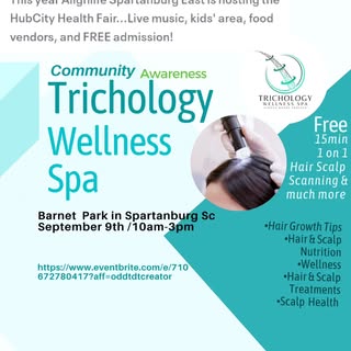 Would you like a FREE hair scalp scanning?
Sign up today on eventbrite 
11am-12noon or 1pm-2pm
https