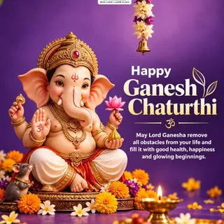 🙏✨ May Lord Ganesha remove every obstacle from your path and fill your life with good health, happi