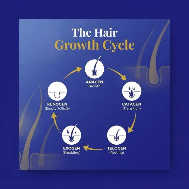 Your hair is always on a cycle — even when you don't notice it 💙✨

Understanding the five phases of