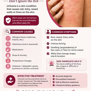 Urticaria (Hives) 🩺

Red, raised, itchy patches that appear suddenly and keep coming back? It could