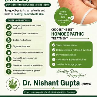 🌿 URTICARIA (HIVES) — Know the Causes, Understand Your Skin
Urticaria can cause sudden itching, red