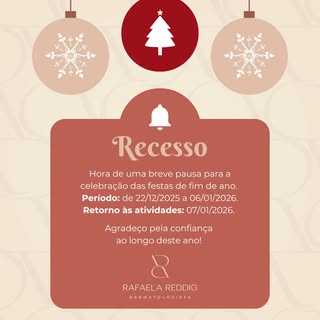 Aviso de recesso de final de ano! 
Obrigada a todos os pacientes, até 2026! 

#dermatocriciuma 
#der