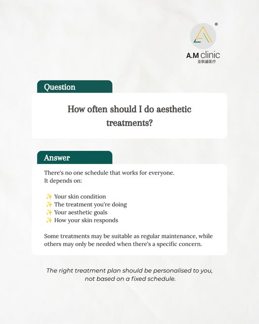 ✨ There’s no one-size-fits-all schedule for aesthetic treatments.
It depends on your skin, treatment