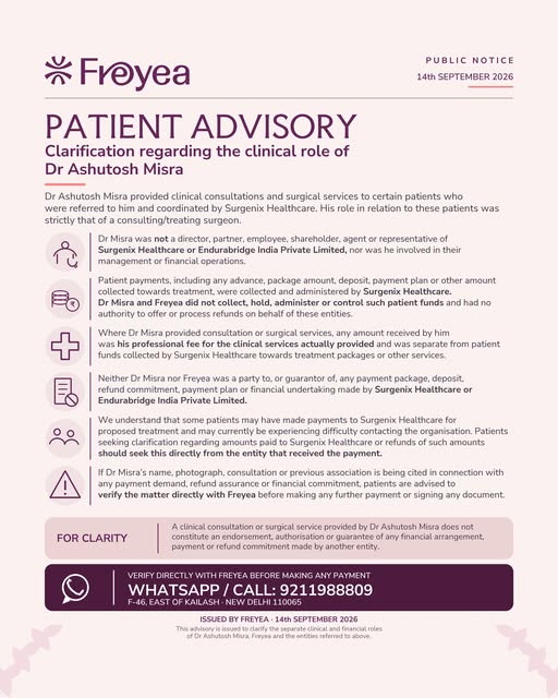 Patient Advisory: An important clarification regarding Dr. Ashutosh Misra’s clinical role and patien