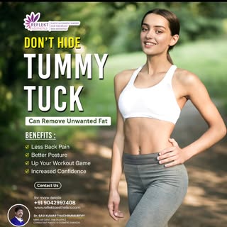 Tummy tuck /Abdominoplasty surgery with liposuction to remove the belly fat and lax abdominal skin.
