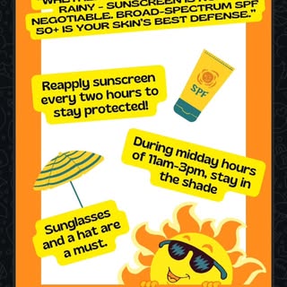 Always wear a Broad-spectrum Sunscreen whether it's  sunny or cloudy ,
Indoor or outdoors with a min