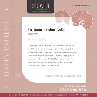 Mr. Rama Krishna Golla - One of our happy patient shared his experience with Alovia Skin and Hair So