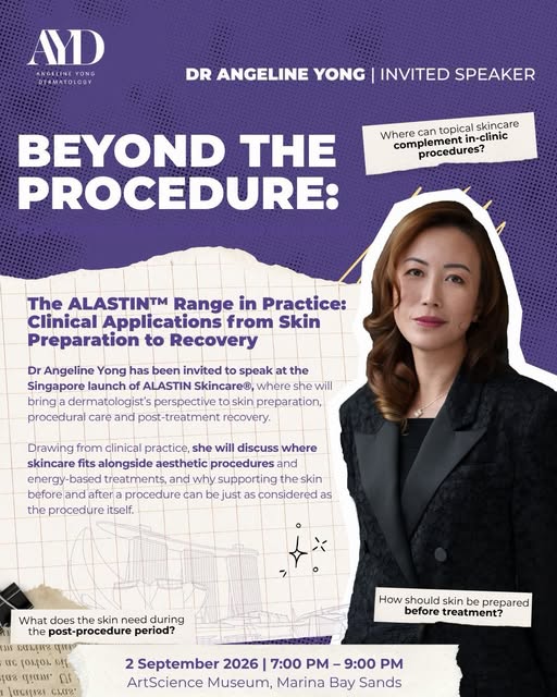 Beyond the procedure, what does the skin actually need?

Dr Angeline Yong has been invited to speak 