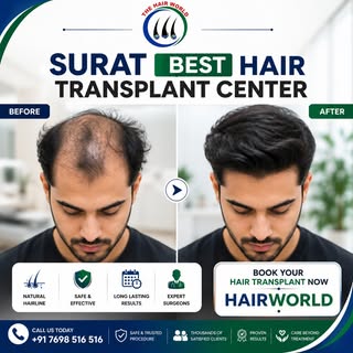 Surat Best Hair Transplant Center | Before & After Hair Transformation | HairWorld

😔 Baldness is n