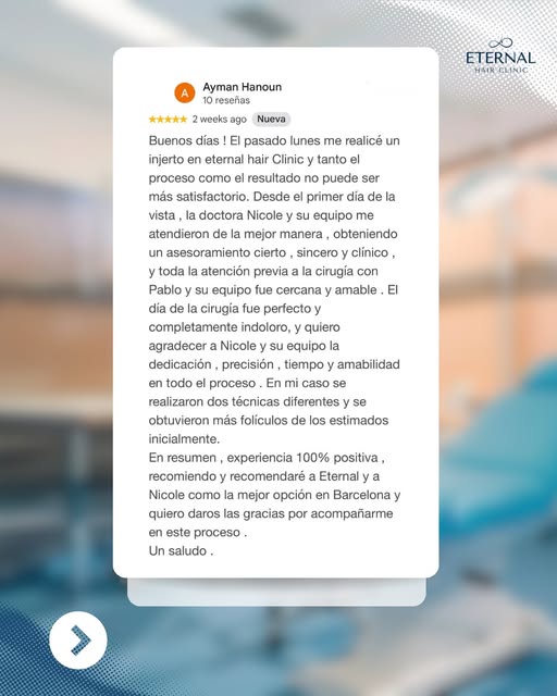 💙 Hay reseñas que nos recuerdan por qué hacemos lo que hacemos.
Detrás de cada trasplante capilar h