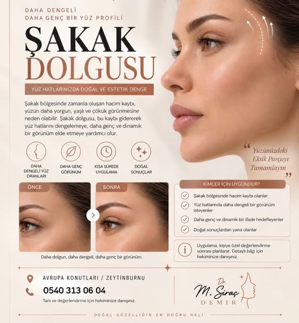 ✨ Yüz hatlarında daha dengeli bir görünüm…

Şakak bölgesinde zamanla oluşabilen hacim kaybı, yüzün d