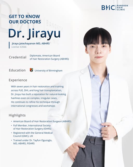 Get to know our doctors at Bangkok Hair Clinic 
and the expertise behind every personalized hair res