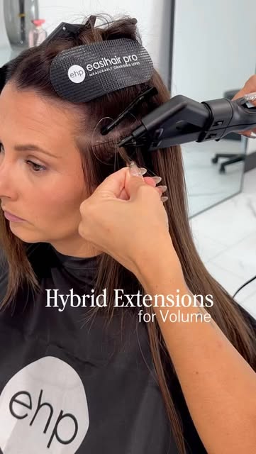 Hybrid Extensions! Combining @easihairpro Tape Row with the Mini Keratin Fusion Extensions! The tape