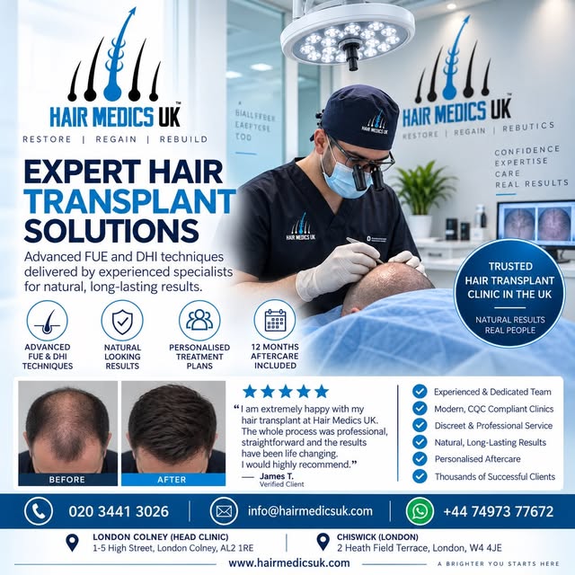 Restore. Regain. Rebuild. 💙

Considering a hair transplant? Hair Medics UK offers advanced FUE & DH
