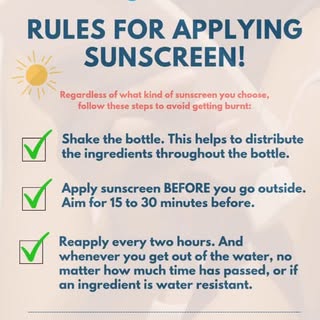 RULES FOR APPLYING SUNSCREEN ☀️🧴

No matter what type of sunscreen you use, these tips help keep yo