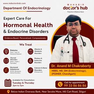 Dr. Anand M Chakraborty, MD, DM (Endocrinologist)
- Specialist for: Diabetes, Thyroid Imbalance, Wei