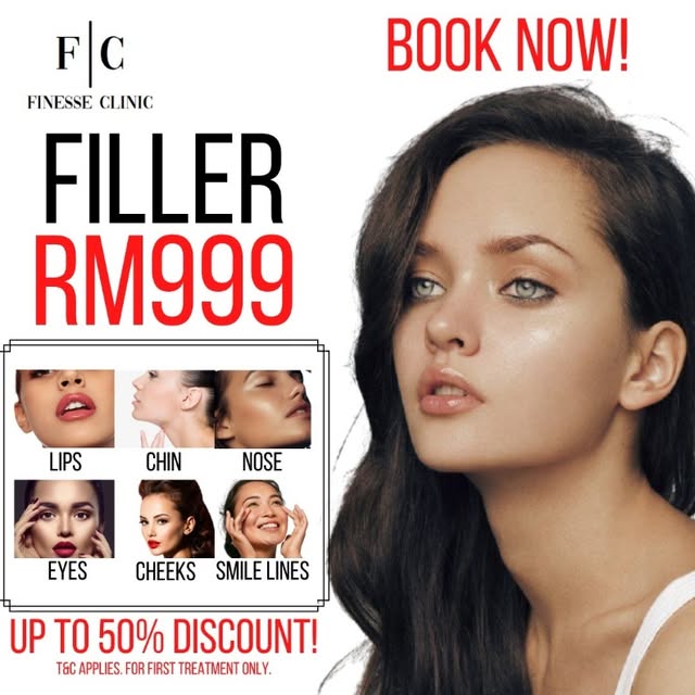 🎉 FILLER OFFER RM999 - UP TO 50% DISCOUNT 🎉
.
🌷We at Finesse Clinic, would like to offer great de