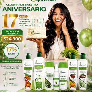 💁🏻‍♀️ ¡ @capiherbal_  cumple 17 años recuperando el cabello de los colombianos!🎉 
🤓 A todos nues