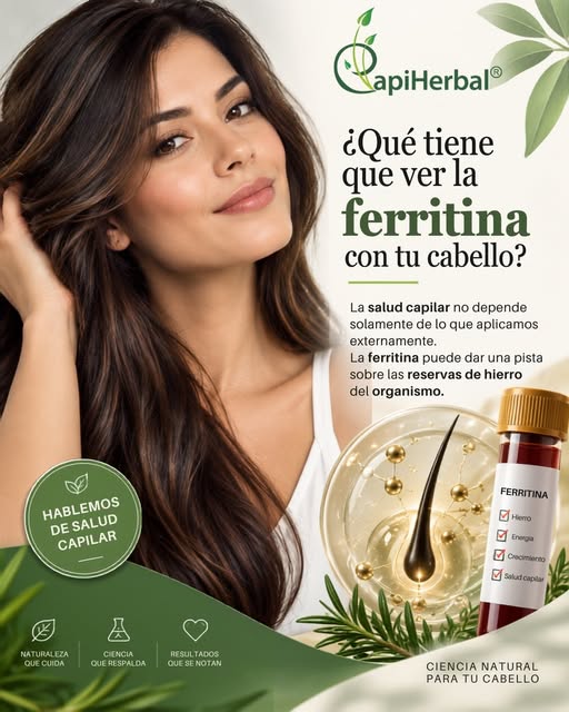 💁🏻‍♀️ ¿Sabías que la ferritina es clave para tu cabello? 🌱
La ferritina es la proteína que almace