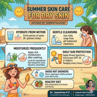 Conversation with Gemini

Create image poster for summer skin care for dry skin advised by dermatolo