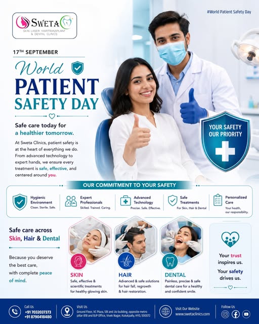 17th September, World Patient Safety Day. 🛡️

Safe care today for a healthier tomorrow. At Sweta Cl