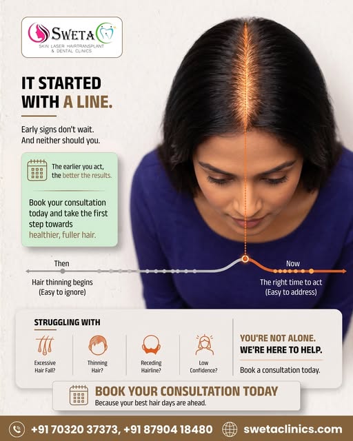 It started with a line. 📏

Early signs don't wait. And neither should you. Hair thinning begins qui
