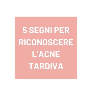 Ecco i 5 segni per riconoscere l'acne tardiva ➡️

🩺 Prenota una visita dermatologica con i nostri s