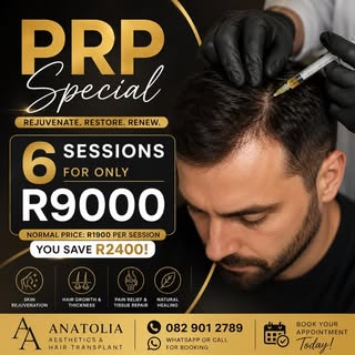 ✨ **PRP HAIR RESTORATION SPECIAL** ✨

Healthy hair starts at the root! 🌱

For a limited time, enjoy