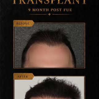 This patient is 9 months post-FUE hair transplant with approximately 2,100 follicles transplanted, s