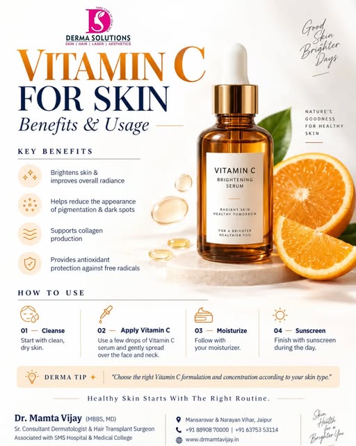 🍊 Vitamin C for Skin — Benefits & Usage ✨

Want brighter, healthier-looking skin? Vitamin C can be 