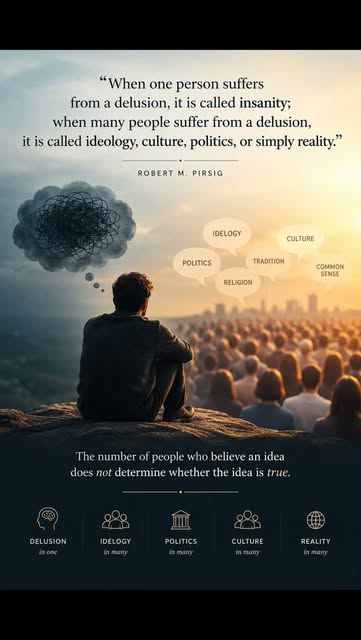 When one person strongly believes something contrary to reality, we may call it a delusion. When man