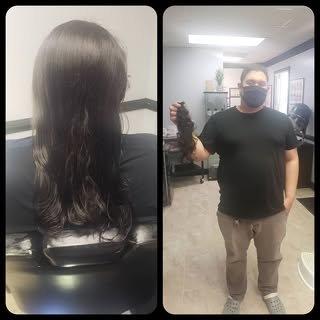 This guy grew his hair so he could donate it to Wigs for kids. The new you look great! #wigsforkids,