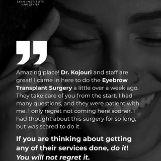 ✨ Confidence restored! ✨ Dr. Kojouri recently helped a patient achieve her dream brows through an ey