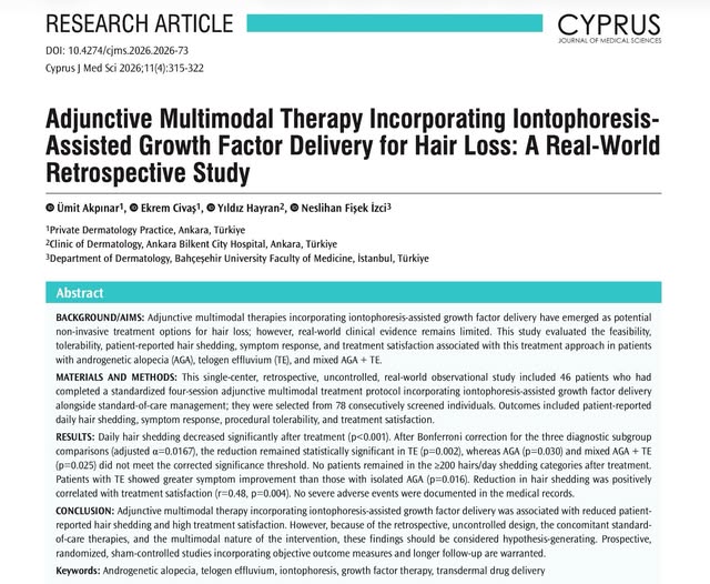 ✨Adjunctive Multimodal Therapy Incorporating Iontophoresis-Assisted Growth Factor Delivery for Hair 