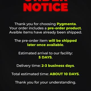 IMPORTANT ORDER NOTICE 📦

If your order includes a pre-order item, all currently available items ha
