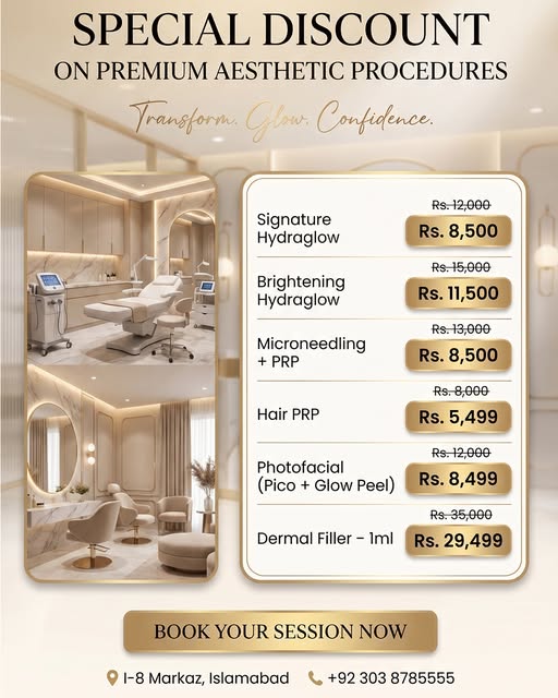 ✨ SPECIAL DISCOUNT ON PREMIUM AESTHETIC PROCEDURES! ✨

Ready to Transform. Glow. Confidence. 💫

Tak