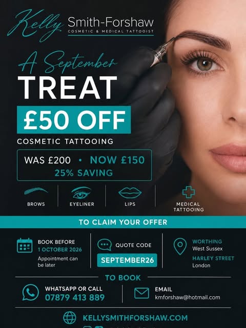 ✨ £50 OFF THIS SEPTEMBER ✨

Been thinking about having your brows, eyeliner or lips done? Consider t