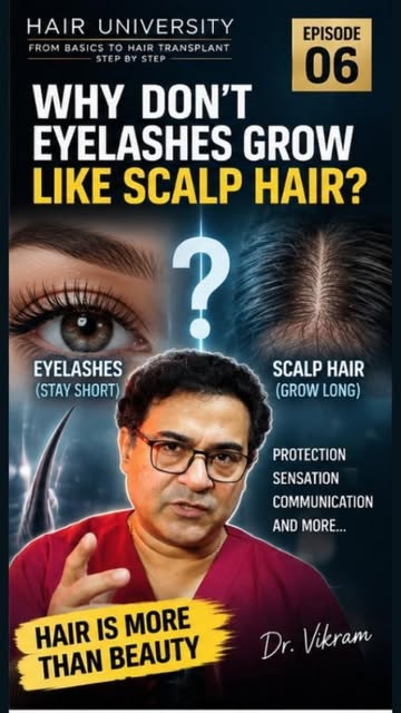 Watch the full video -https://youtu.be/qUUuL2ovkMo Your scalp hair can grow long. Your eyelashes sta