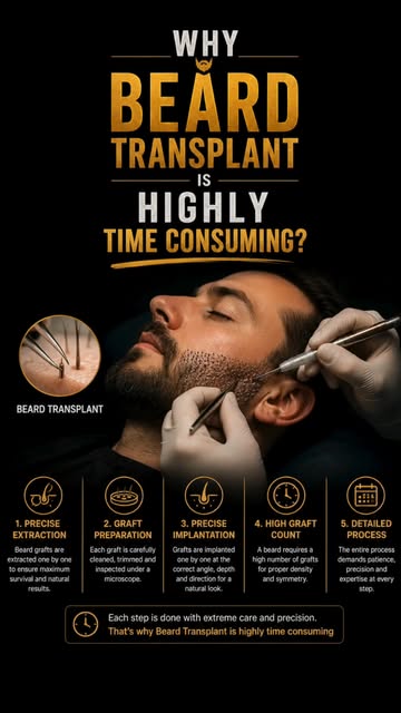 Why Is Beard Transplant So Time-Consuming? 🤔

Beard transplant is a highly detailed procedure where