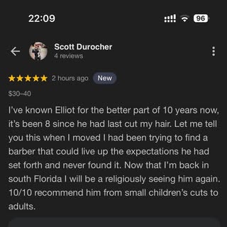 Thank you so much for the amazing review bro! You’ve known me since the beginning of my barbering ca