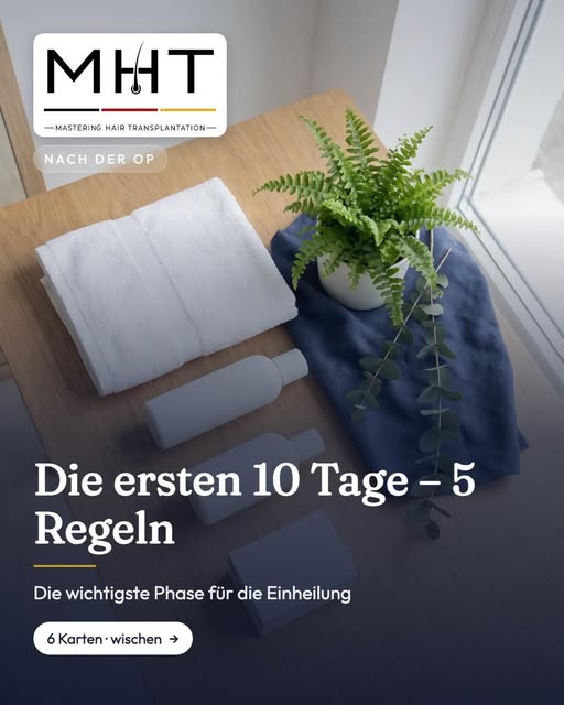 Die ersten 10 Tage nach der Haartransplantation – 5 Regeln.

Die Transplantation ist die halbe Arbei