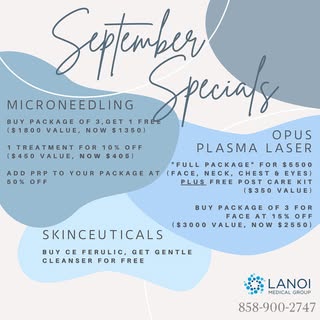SEPTEMBER SPECIALS ARE HERE! 🌟
Treat yourself or someone you love to microdermabrasion, laser skin 