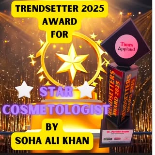 “Thrilled and humbled to receive the Star Cosmetologist 2025 award from the graceful Soha Ali Khan! 