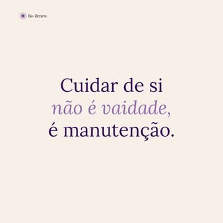 Cuidar de si não precisa ser um excesso.

Também não precisa ser sobre mudar quem você é.

Na Bio Re