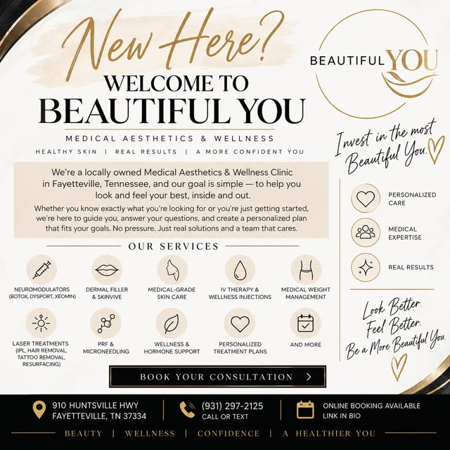 If you’re new here, welcome to Beautiful You! 🤍
We’re a locally owned Medical Aesthetics & Wellness
