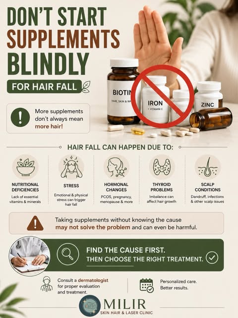 Hair fall doesn’t always mean you need supplements. 💊🚫

The real solution starts with finding the 